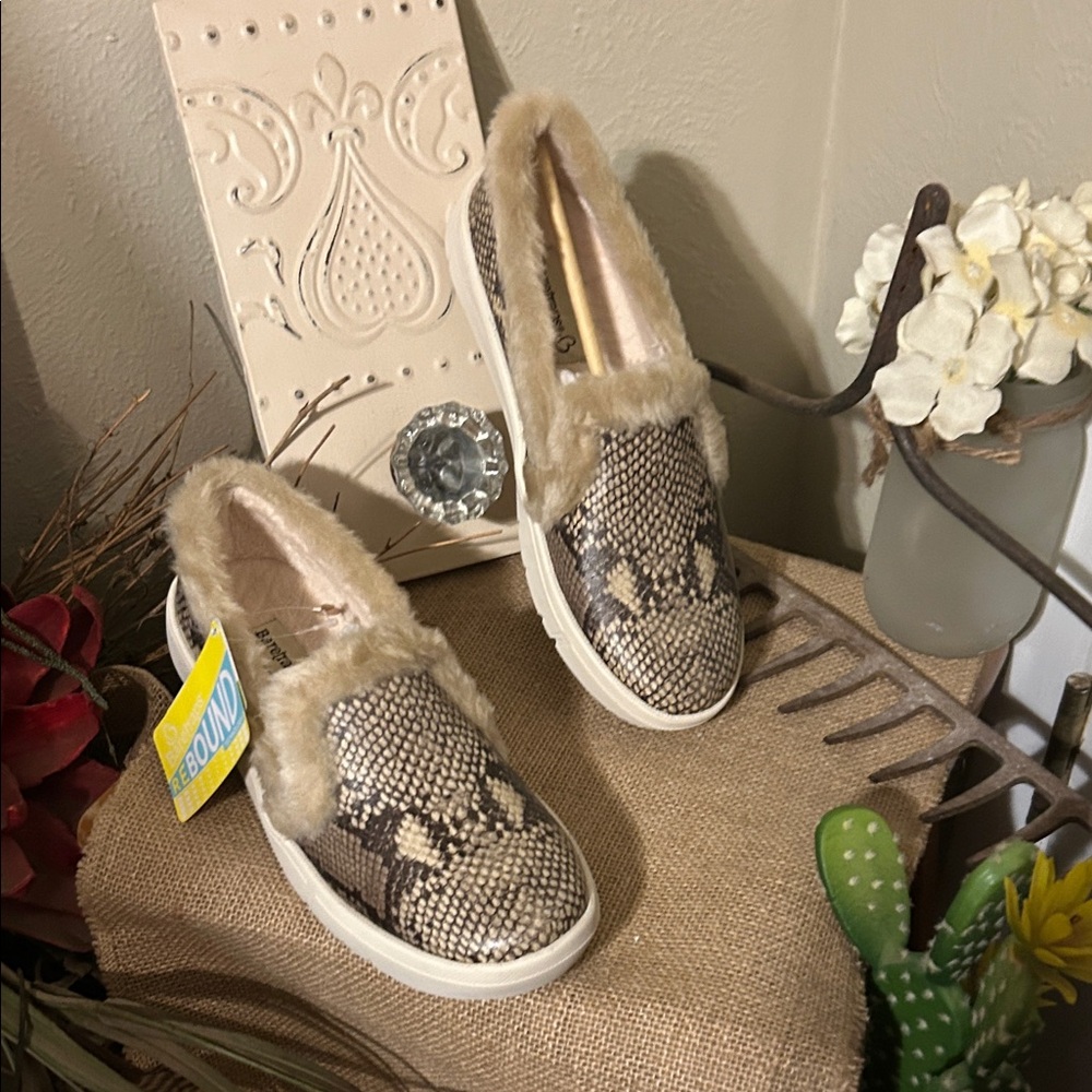 BareTraps Snake Print Fur-Lined Slippers